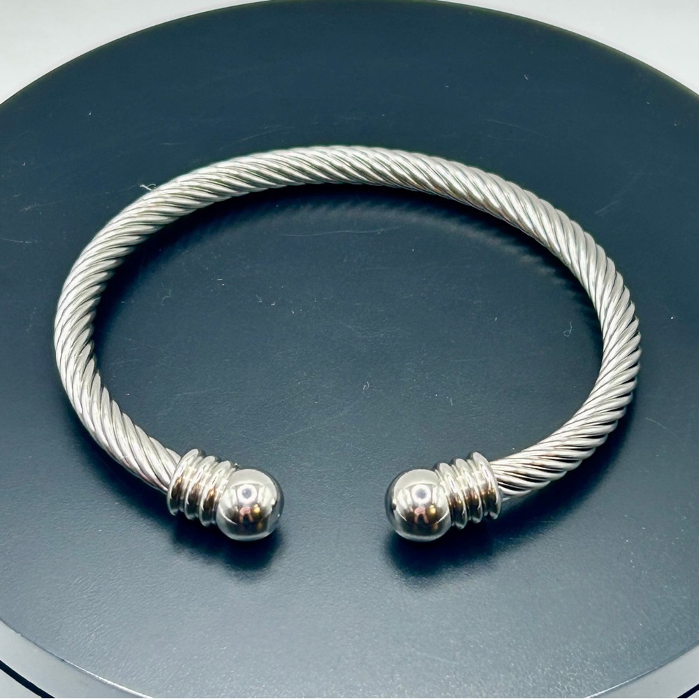 Modern Stainless Steel Cable Cuff Bracelet